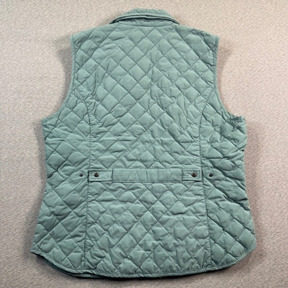 Eddie Bauer Quilted Goose Down Vest Womans M Teal Blue Insulated Zip Front - Picture 9 of 10